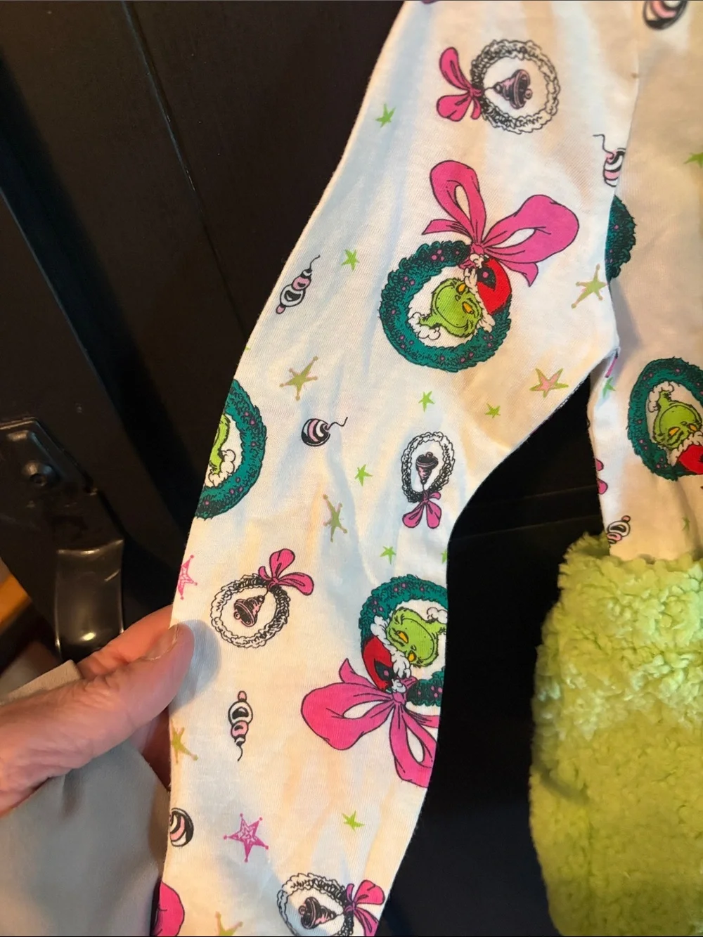 The Grinch Plush Sherpa Suspender Dress in Bright Green - Kids